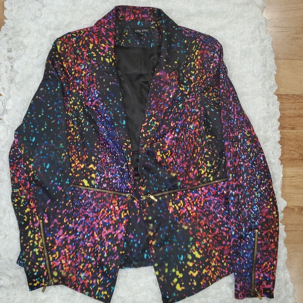 City chic peplum zipper blazer
